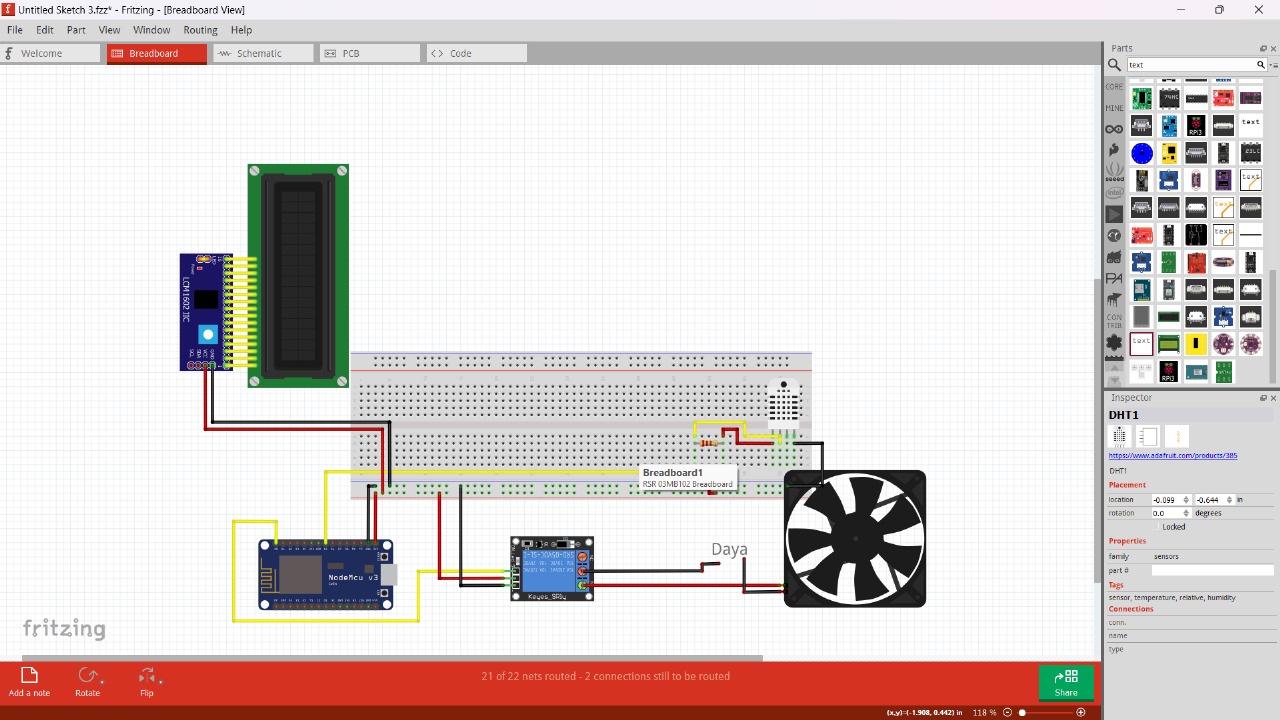 Simulasi sirkuit breadboard dengan Fritzing